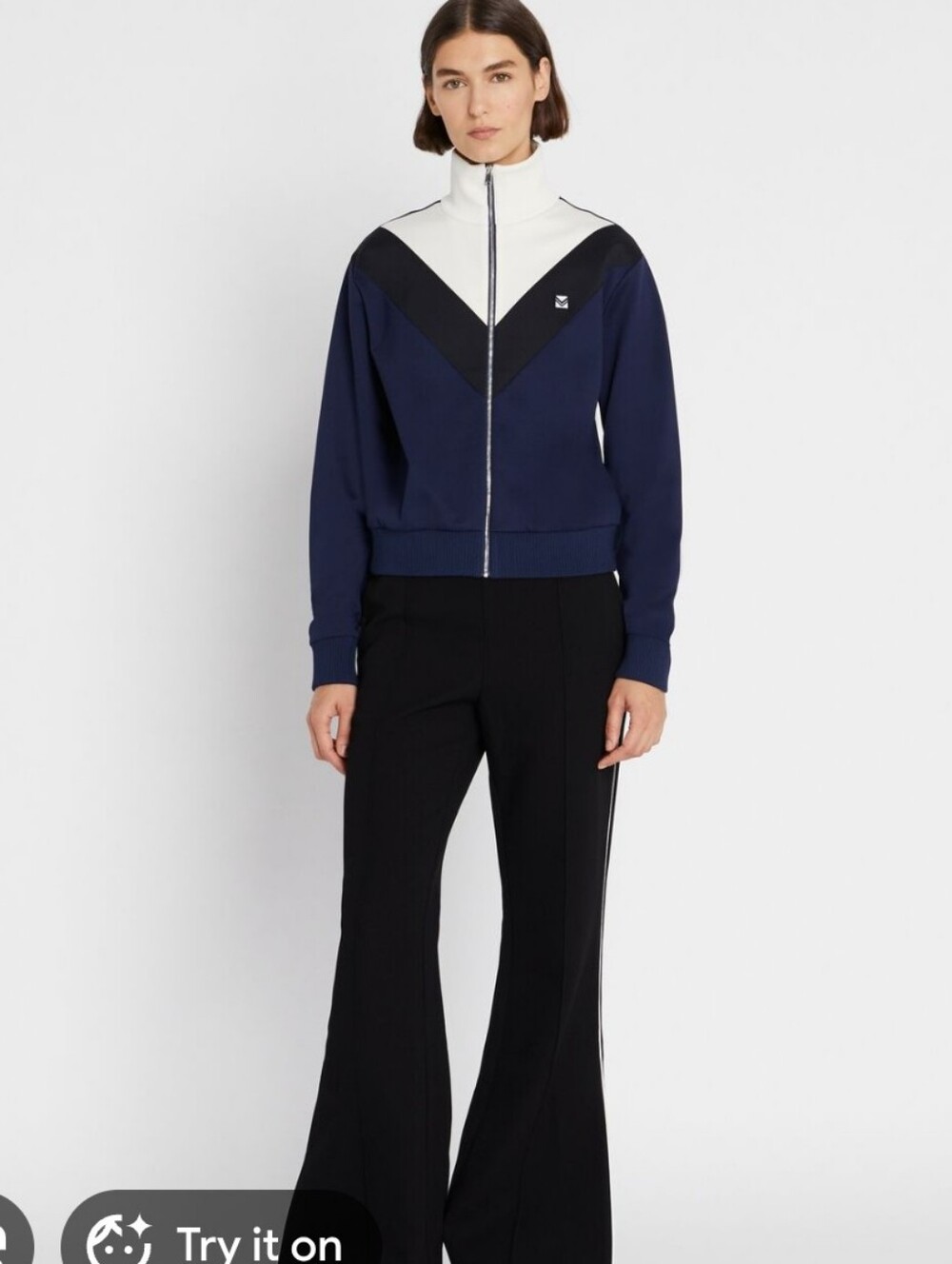 Tory Burch Navy, Black & White Colorblock Track Jacket